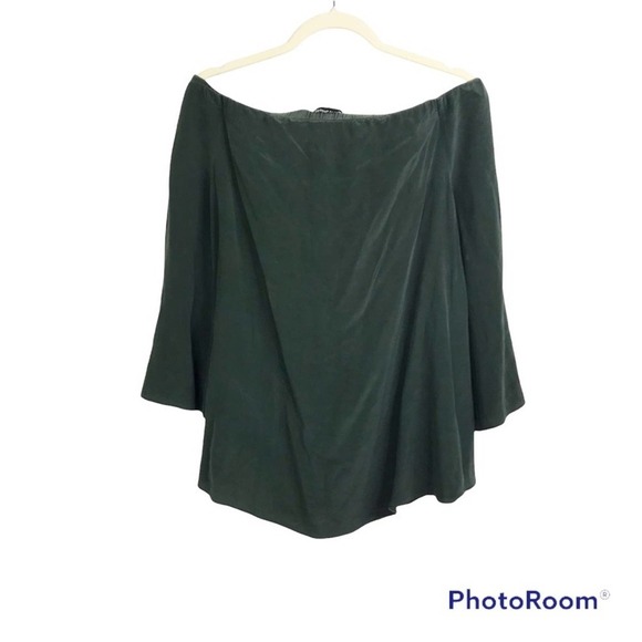 Scanlan Theodore dark green off shoulder flowy blouse size 8 - Picture 2 of 5